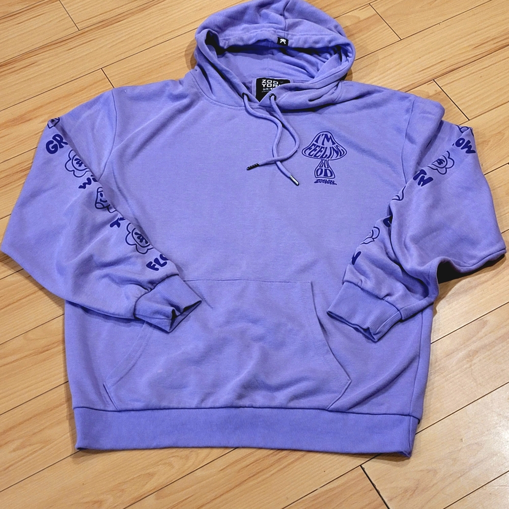 Zoo York Hoodie "I'm Feeling Good" Mushrooms Shrooms Men's XL Purple Rare SEE